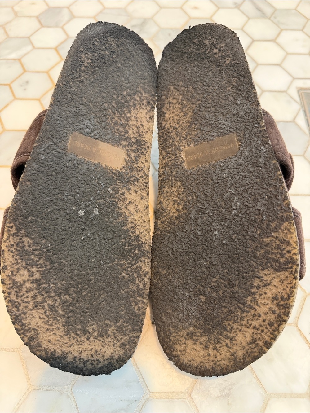 Veronica Beard Percey Dark Brown Suede Leather Slide Sandal Size 10 - Picture 9 of 12